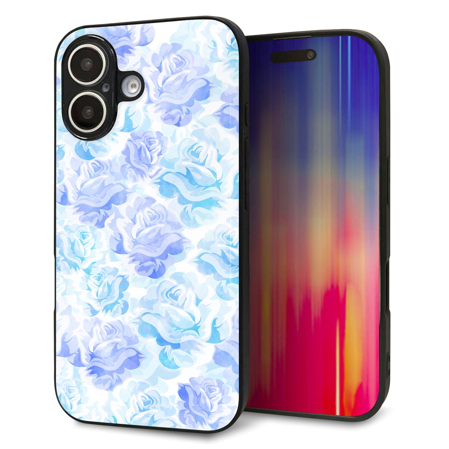 iPhone16 強化ガラス＆TPUスマホケース ガラプリ【SC927 ローズ ブルー】