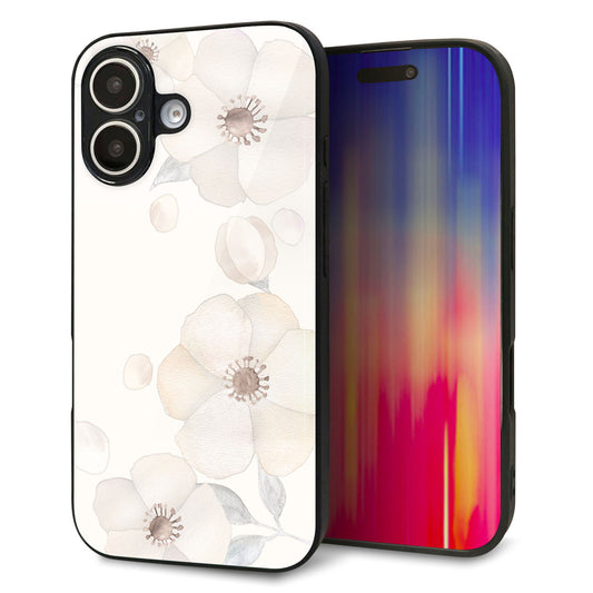 iPhone16 強化ガラス＆TPUスマホケース ガラプリ【SC952 ドゥ・フルール（セピア）】