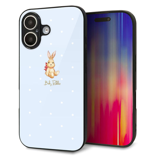 iPhone16 強化ガラス＆TPUスマホケース ガラプリ【SC980 Baby Rabbit ブルー ガラプリ】