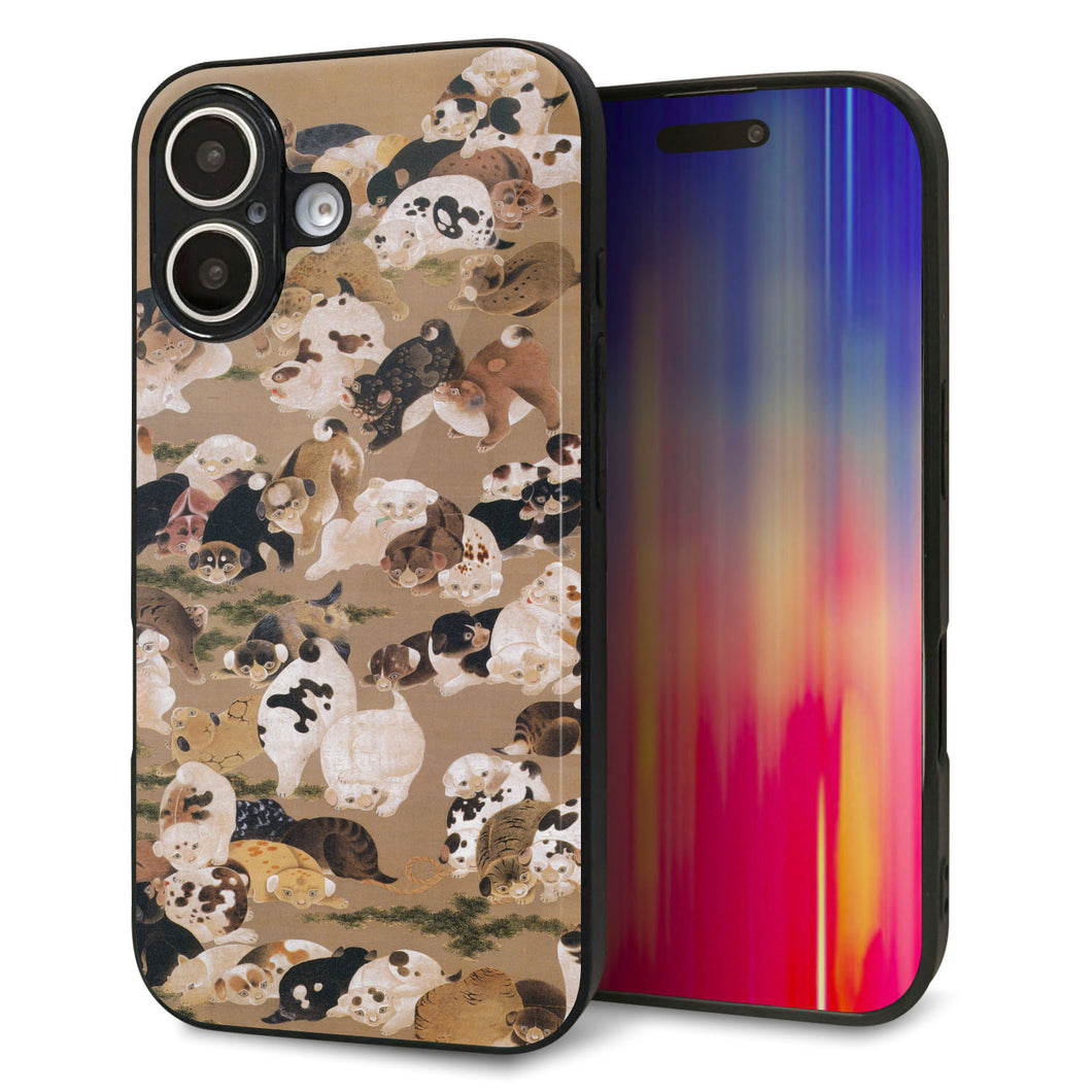 iPhone16 強化ガラス＆TPUスマホケース ガラプリ【TA008 百犬】