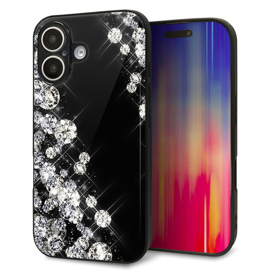 iPhone16 強化ガラス＆TPUスマホケース ガラプリ【VA871 ダイヤモンドフレーム】