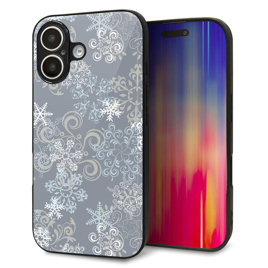 iPhone16 強化ガラス＆TPUスマホケース ガラプリ【XA801 雪の結晶】