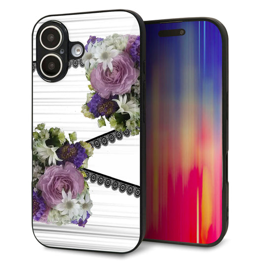iPhone16 強化ガラス＆TPUスマホケース ガラプリ【YI888 フラワー９】