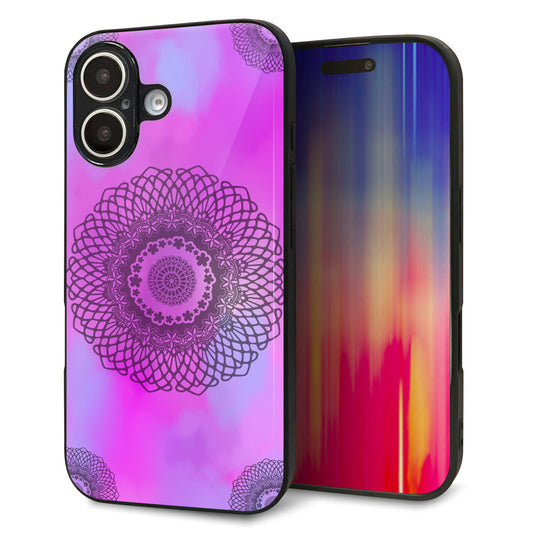 iPhone16 強化ガラス＆TPUスマホケース ガラプリ【YJ344 レース】
