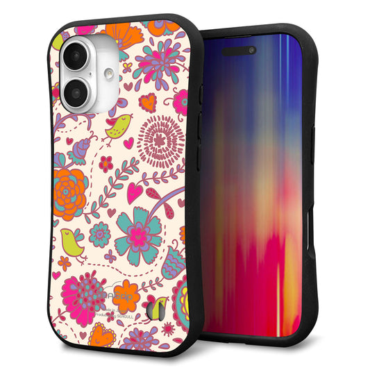 iPhone16 スマホケース 「SEA Grip」 グリップケース Sライン 【323 小鳥と花】 UV印刷