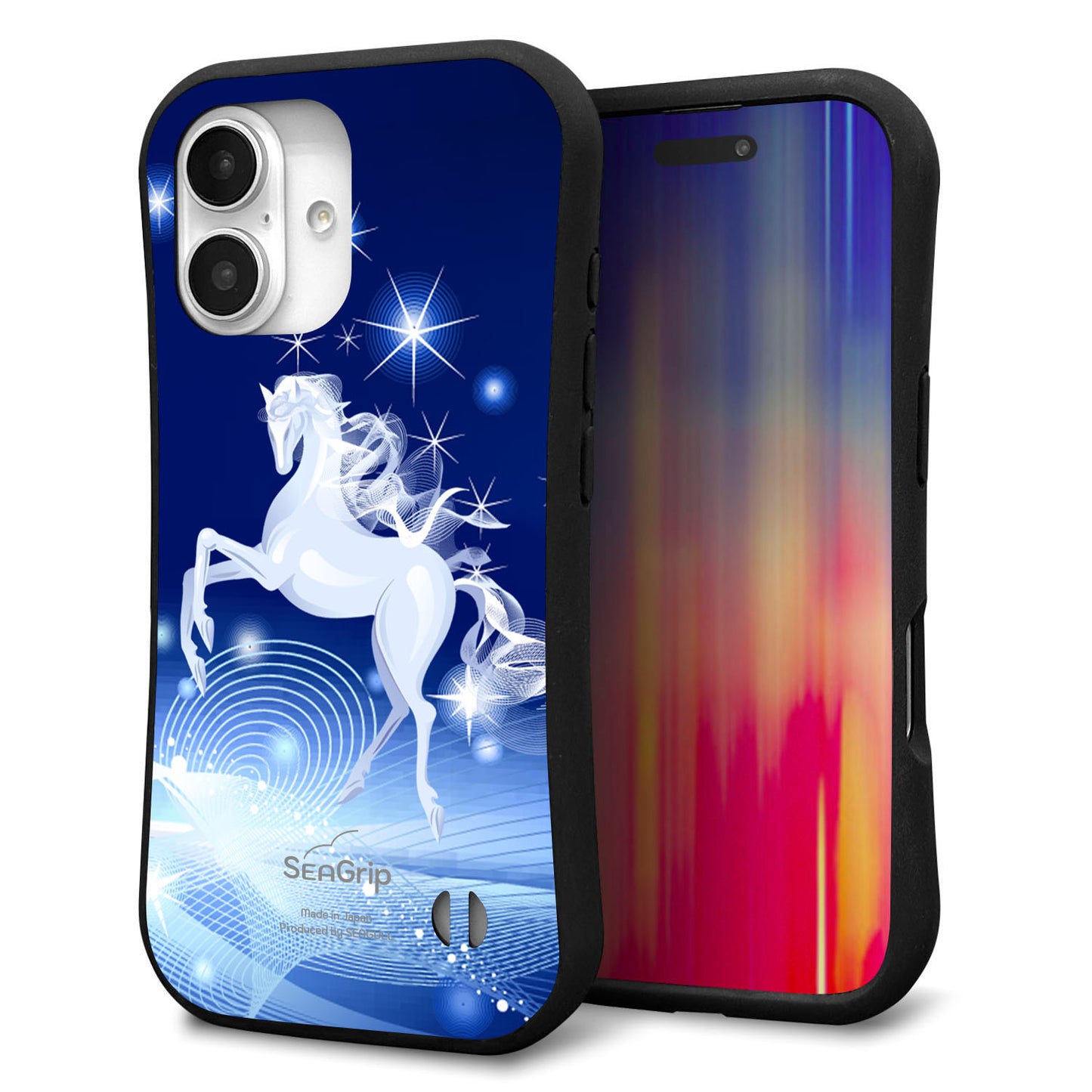 iPhone16 スマホケース 「SEA Grip」 グリップケース Sライン 【436 ペガサス】 UV印刷