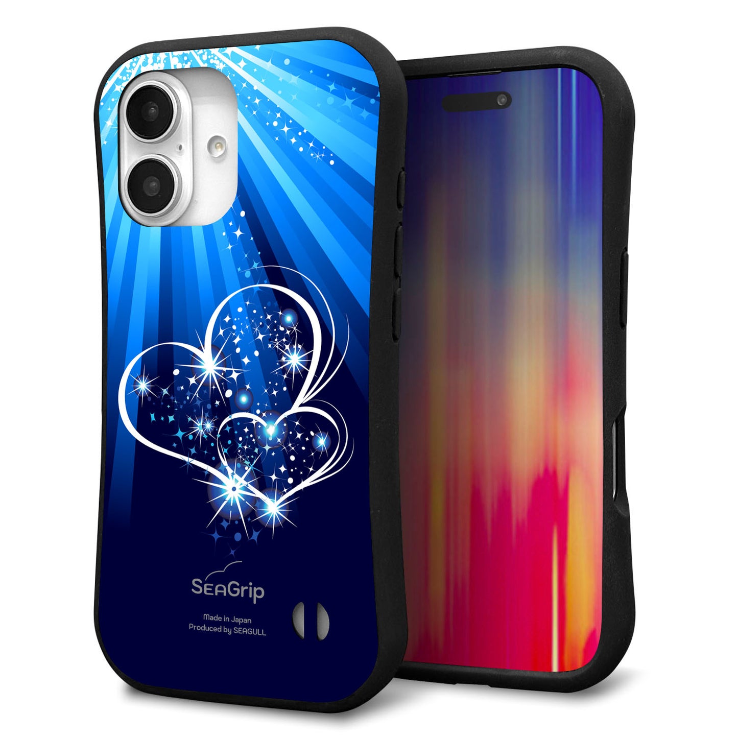iPhone16 スマホケース 「SEA Grip」 グリップケース Sライン 【702 スイミングハート】 UV印刷