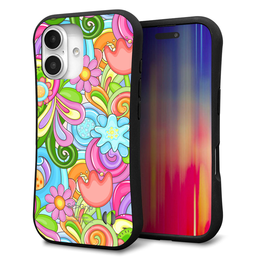 iPhone16 スマホケース 「SEA Grip」 グリップケース Sライン 【713 ミラクルフラワー】 UV印刷