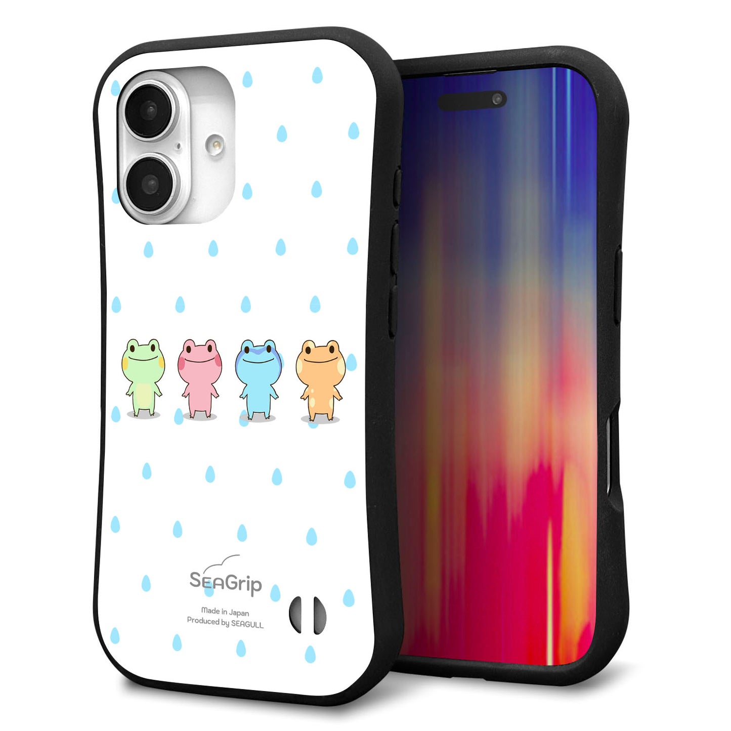 iPhone16 スマホケース 「SEA Grip」 グリップケース Sライン 【HA278 カエル 雫】 UV印刷