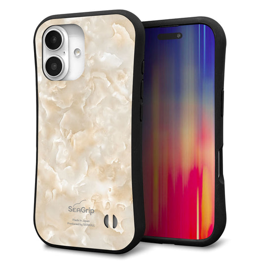 iPhone16 スマホケース 「SEA Grip」 グリップケース Sライン 【KM872 大理石パール】 UV印刷