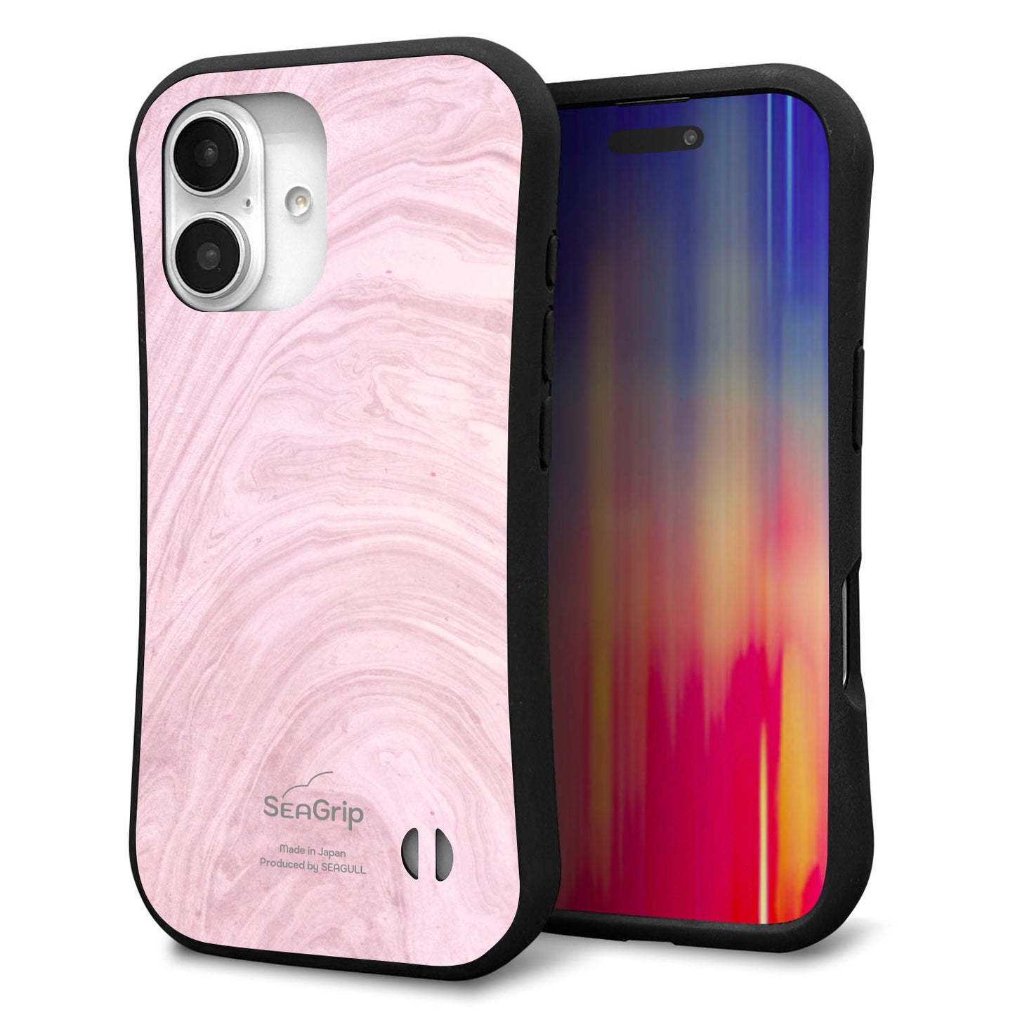 iPhone16 スマホケース 「SEA Grip」 グリップケース Sライン 【KM873 大理石ラベンダー】 UV印刷