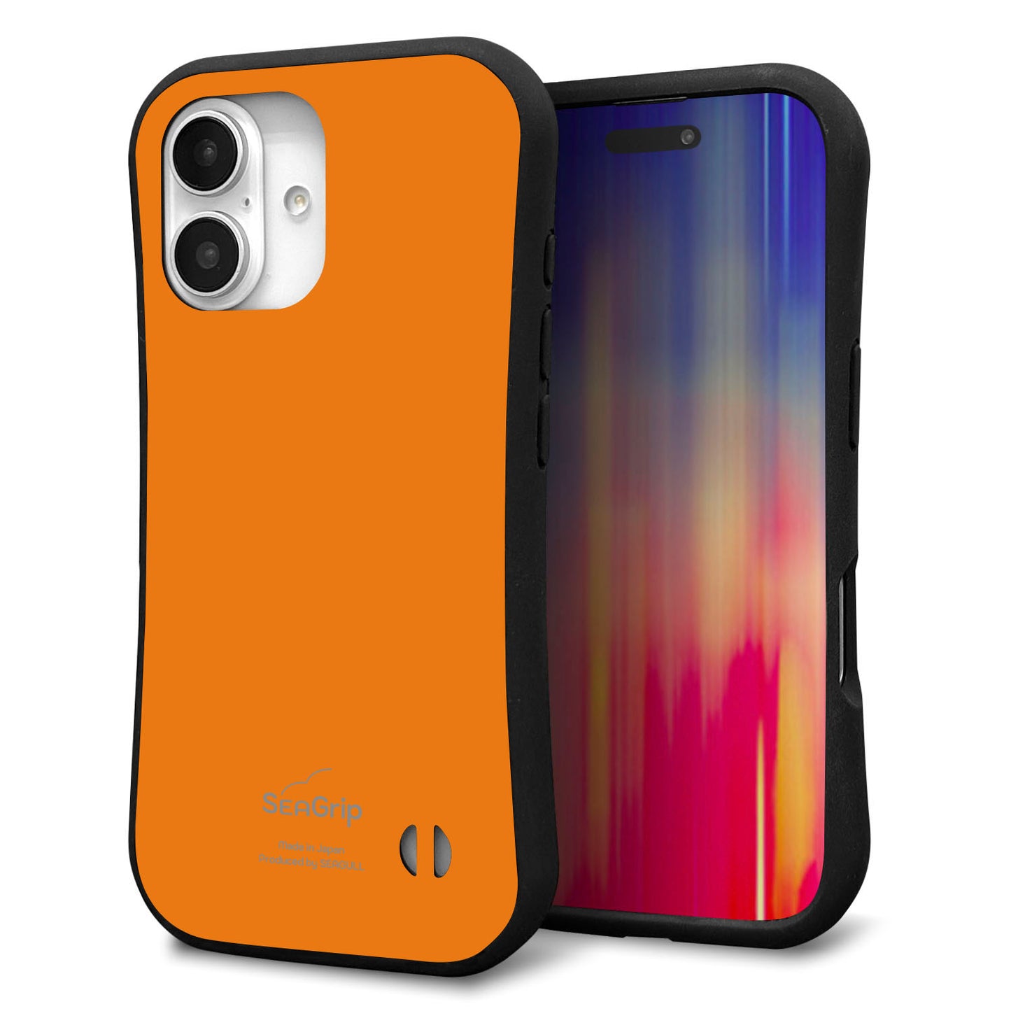 iPhone16 スマホケース 「SEA Grip」 グリップケース Sライン 【KM906 ポップカラー(オレンジ)】 UV印刷