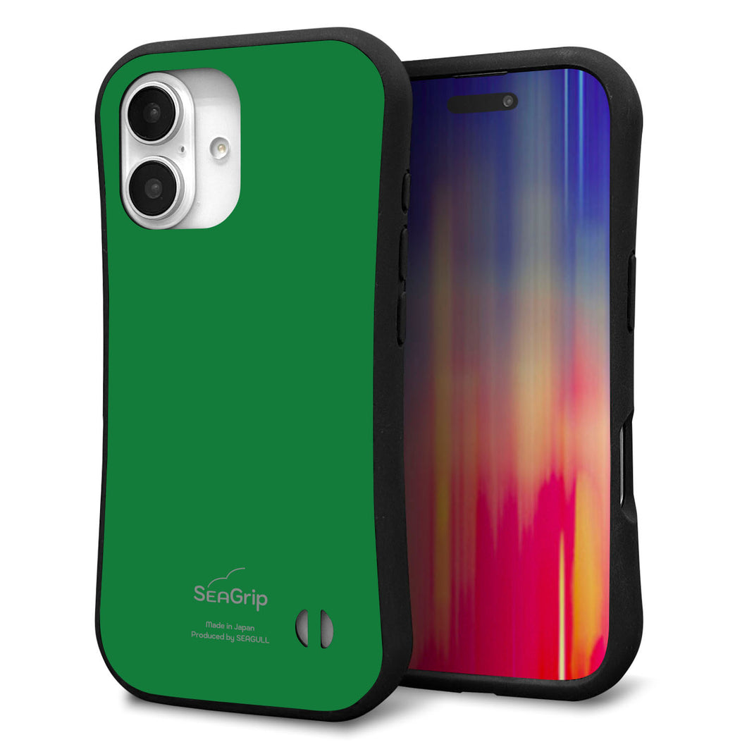 iPhone16 スマホケース 「SEA Grip」 グリップケース Sライン 【KM907 ポップカラー(グリーン)】 UV印刷