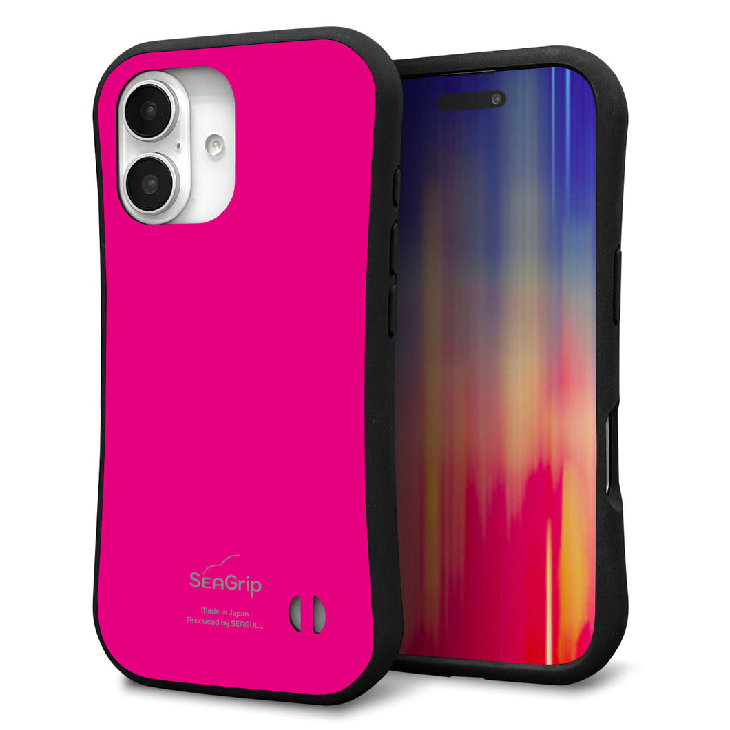 iPhone16 スマホケース 「SEA Grip」 グリップケース Sライン 【KM910 ポップカラー(ピンク)】 UV印刷
