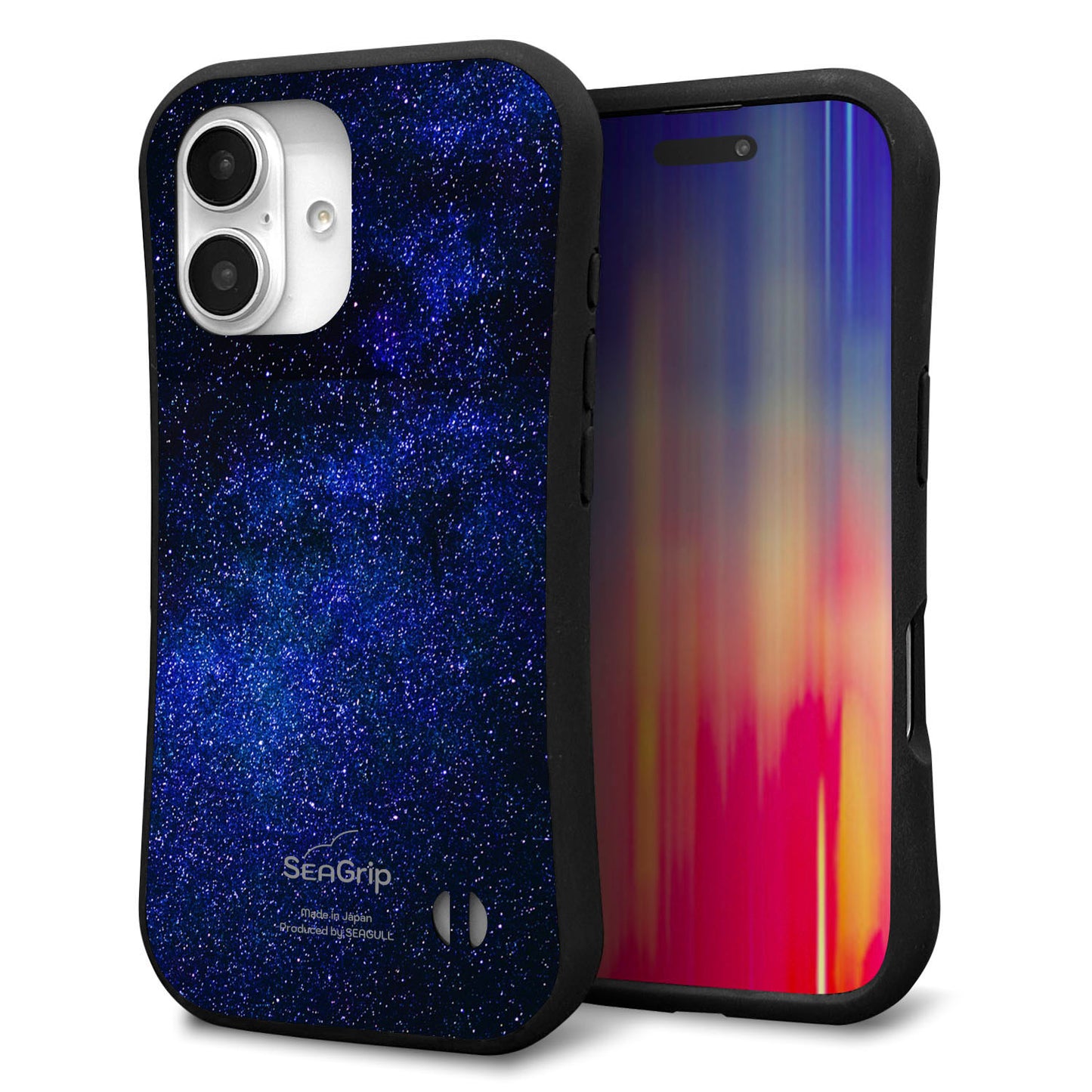 iPhone16 スマホケース 「SEA Grip」 グリップケース Sライン 【KM924 Galaxias Blue】 UV印刷