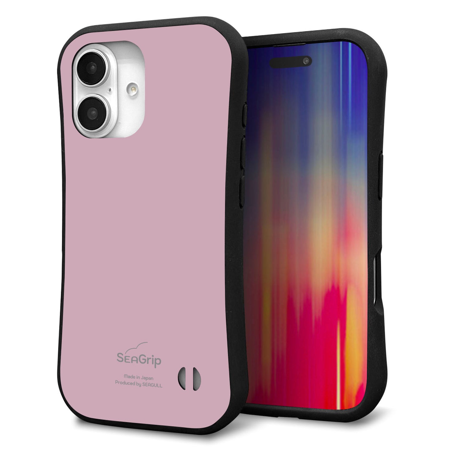 iPhone16 スマホケース 「SEA Grip」 グリップケース Sライン 【KM929 くすみカラー ピンク】 UV印刷