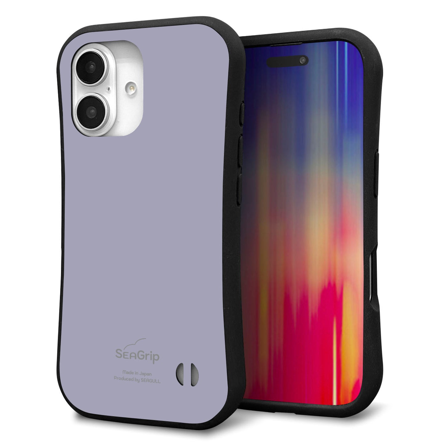 iPhone16 スマホケース 「SEA Grip」 グリップケース Sライン 【KM930 くすみカラー グレー】 UV印刷