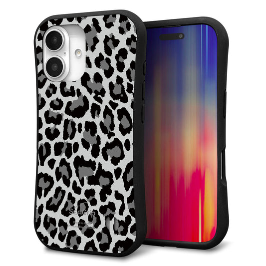 iPhone16 スマホケース 「SEA Grip」 グリップケース Sライン 【MA817 レオパード × グレー 】 UV印刷