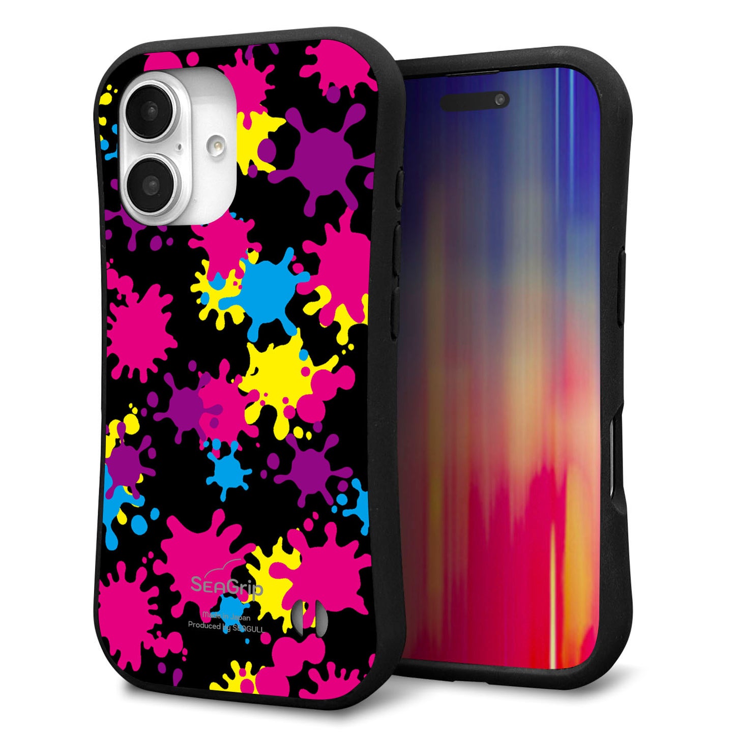 iPhone16 スマホケース 「SEA Grip」 グリップケース Sライン 【MA877 ペイントブラック】 UV印刷