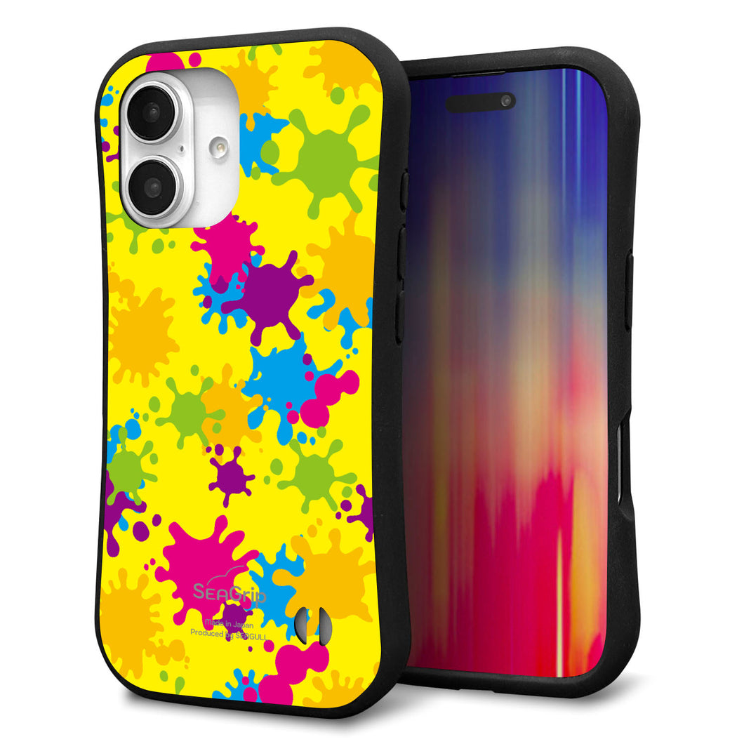 iPhone16 スマホケース 「SEA Grip」 グリップケース Sライン 【MA879 ペイントイエロー】 UV印刷