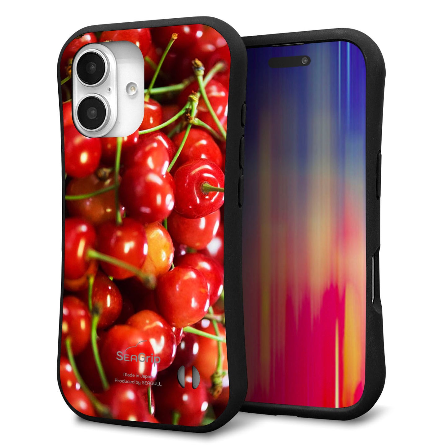 iPhone16 スマホケース 「SEA Grip」 グリップケース Sライン 【MA883 チェリー】 UV印刷