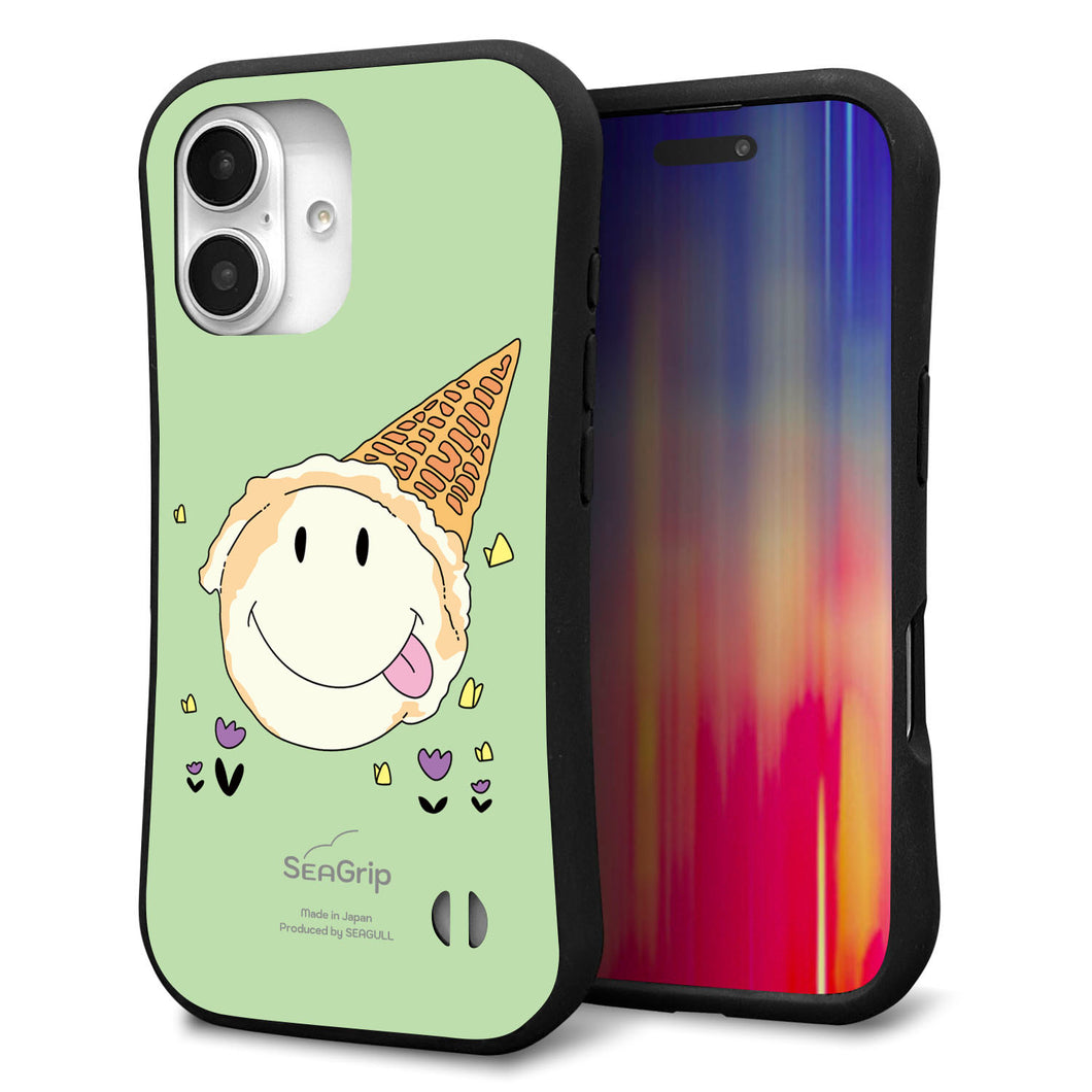 iPhone16 スマホケース 「SEA Grip」 グリップケース Sライン 【MA902 アイスクリーム】 UV印刷