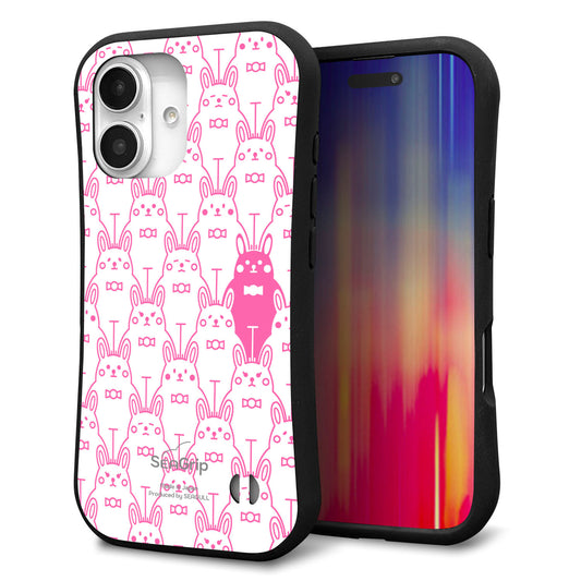 iPhone16 スマホケース 「SEA Grip」 グリップケース Sライン 【MA914 パターン ウサギ】 UV印刷