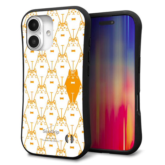 iPhone16 スマホケース 「SEA Grip」 グリップケース Sライン 【MA915 パターン ネコ】 UV印刷