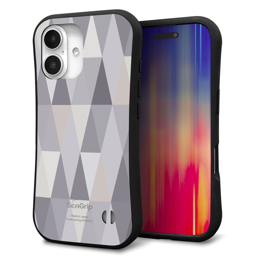iPhone16 スマホケース 「SEA Grip」 グリップケース Sライン 【MG801 くすみブルー】 UV印刷
