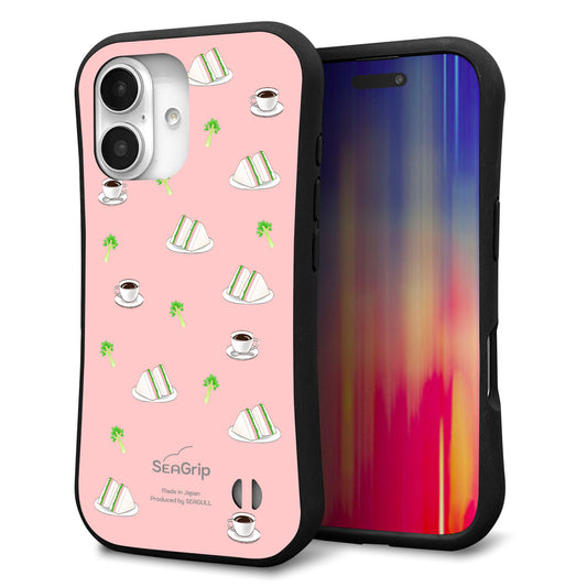 iPhone16 スマホケース 「SEA Grip」 グリップケース Sライン 【NA802 アムロサンドイッチプリント Aピンク】 UV印刷