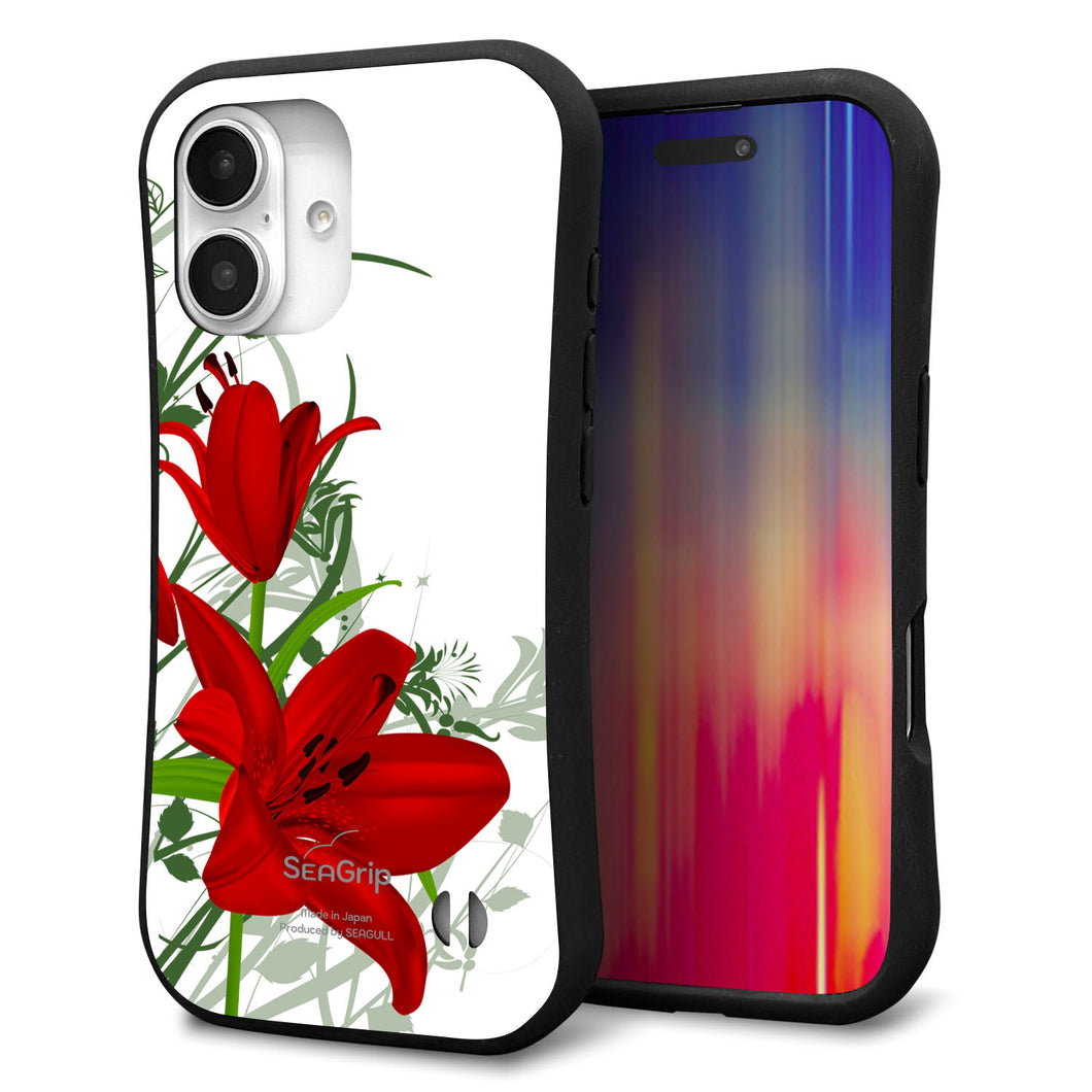 iPhone16 スマホケース 「SEA Grip」 グリップケース Sライン 【SC850 ユリ（レッド）】 UV印刷