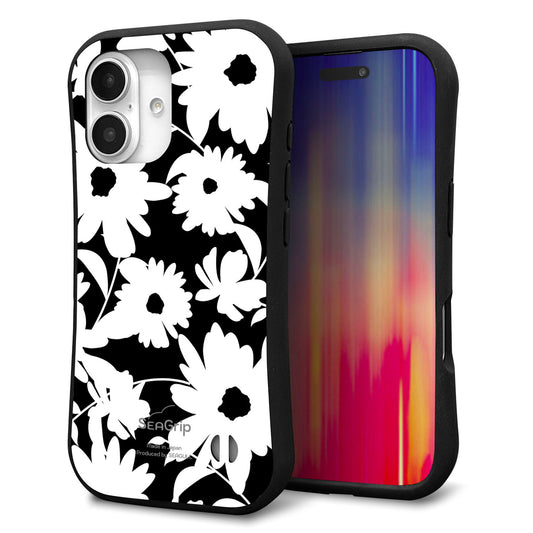 iPhone16 スマホケース 「SEA Grip」 グリップケース Sライン 【SC915 花柄モノトーン 04】 UV印刷