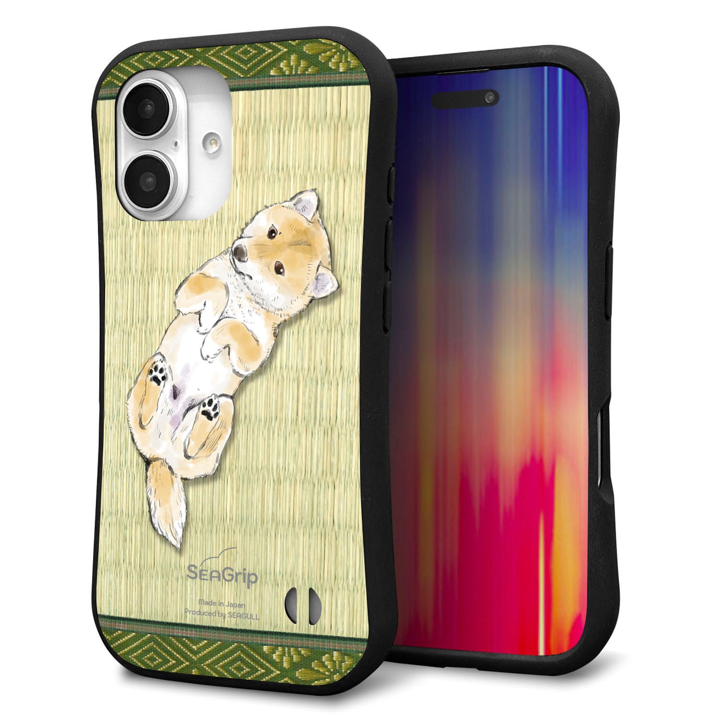 iPhone16 スマホケース 「SEA Grip」 グリップケース Sライン 【TA002 柴 畳】 UV印刷