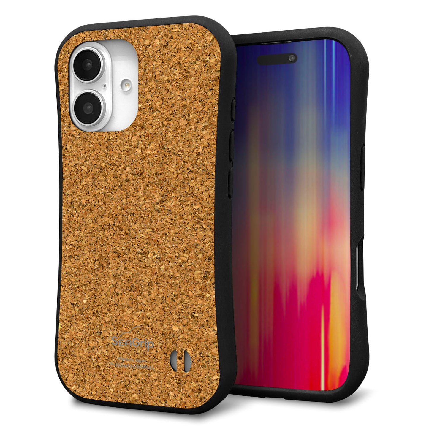 iPhone16 スマホケース 「SEA Grip」 グリップケース Sライン 【TA023 コルク調】 UV印刷