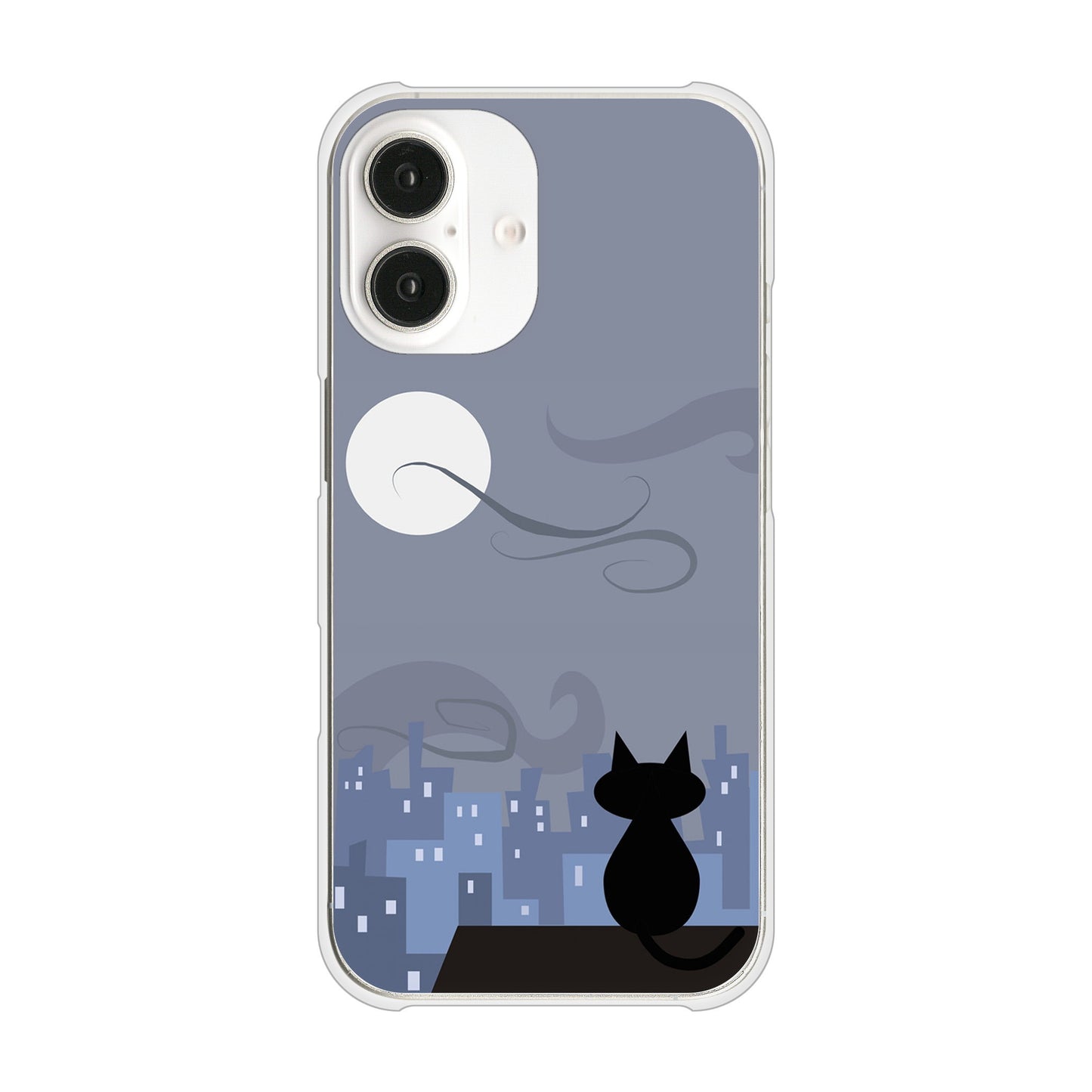 iPhone16 高画質仕上げ 背面印刷 ハードケース夜とネコ