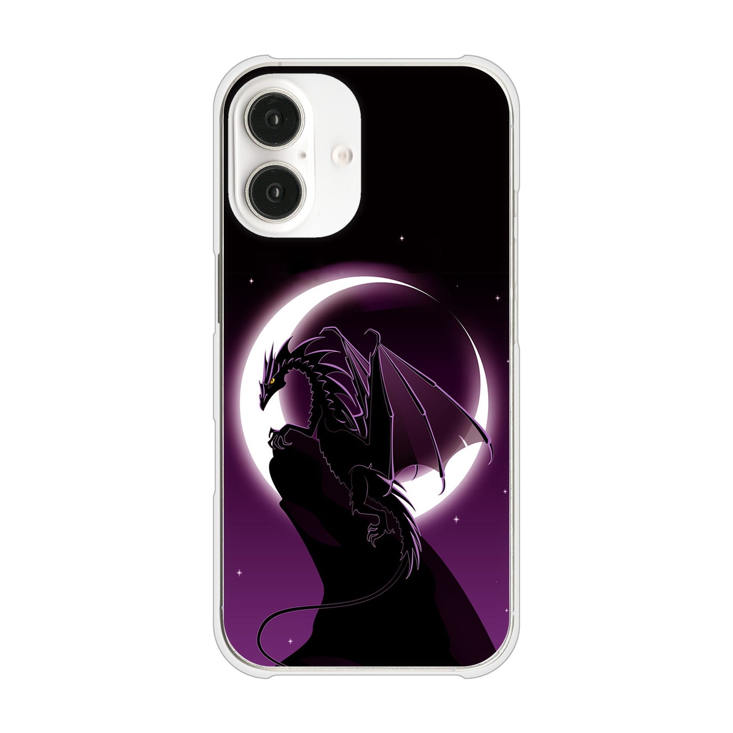 iPhone16 高画質仕上げ 背面印刷 ハードケース 【037 三日月とドラゴン】