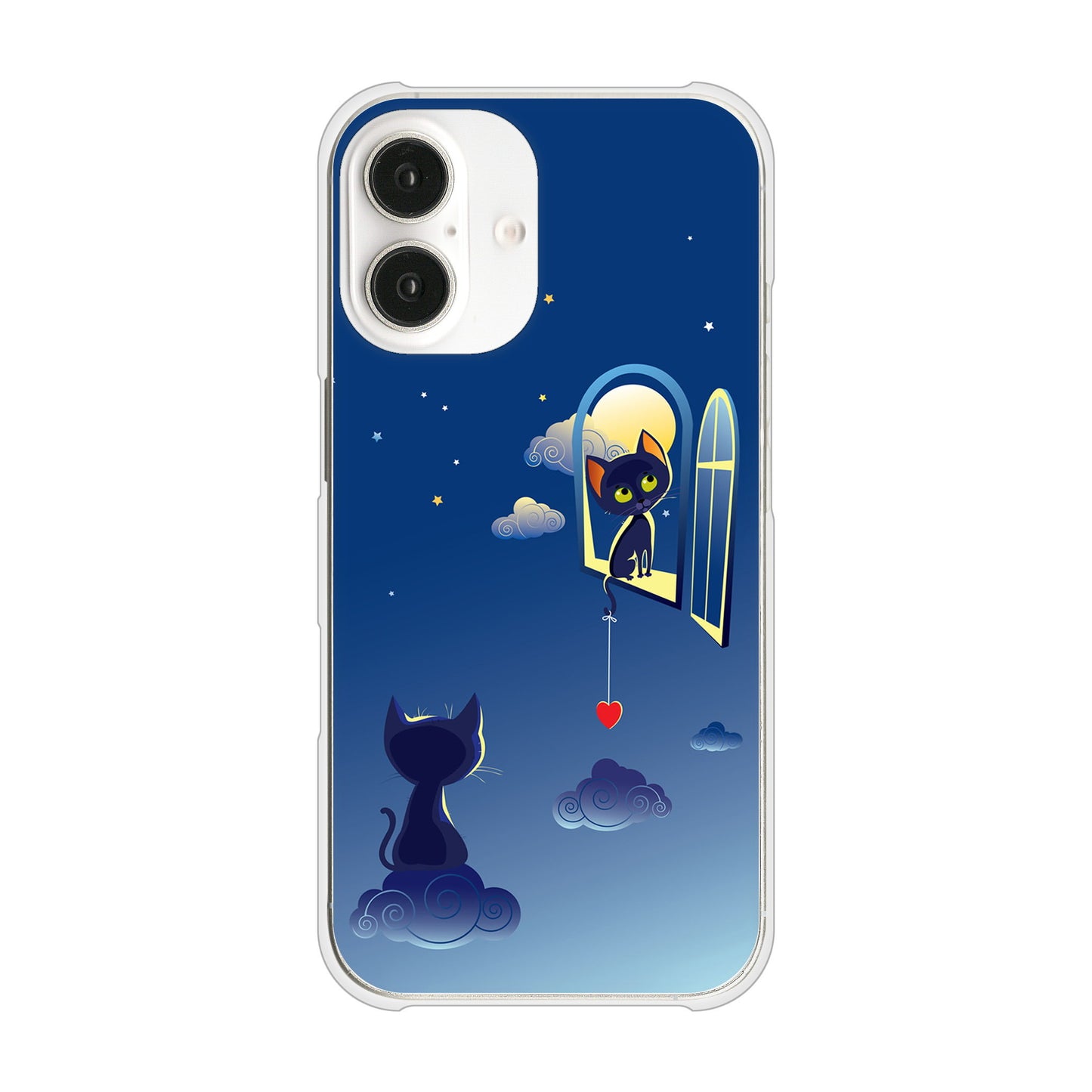 iPhone16 高画質仕上げ 背面印刷 ハードケース夜とネコ