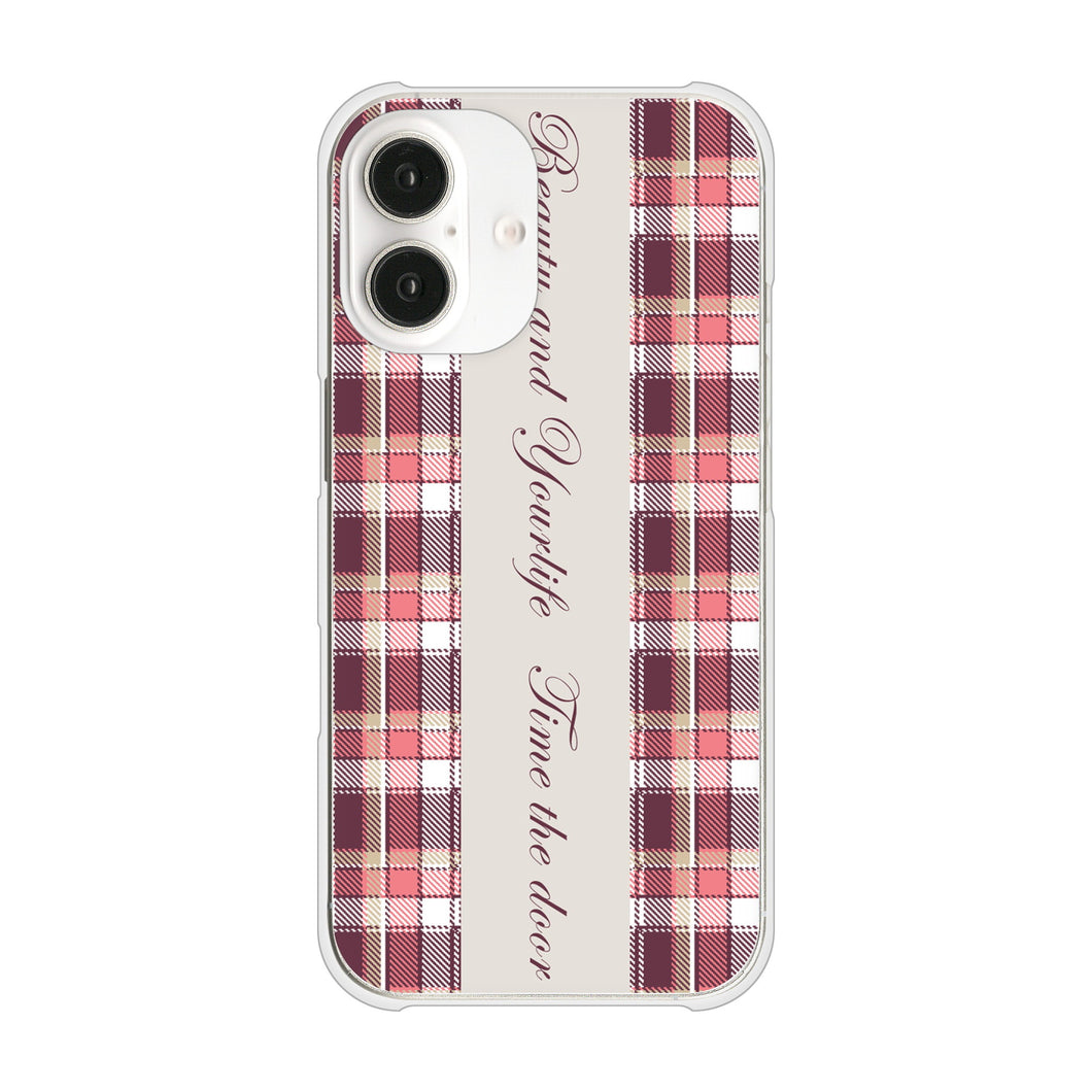 iPhone16 高画質仕上げ 背面印刷 ハードケースピンクチェック