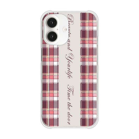 iPhone16 高画質仕上げ 背面印刷 ハードケースピンクチェック