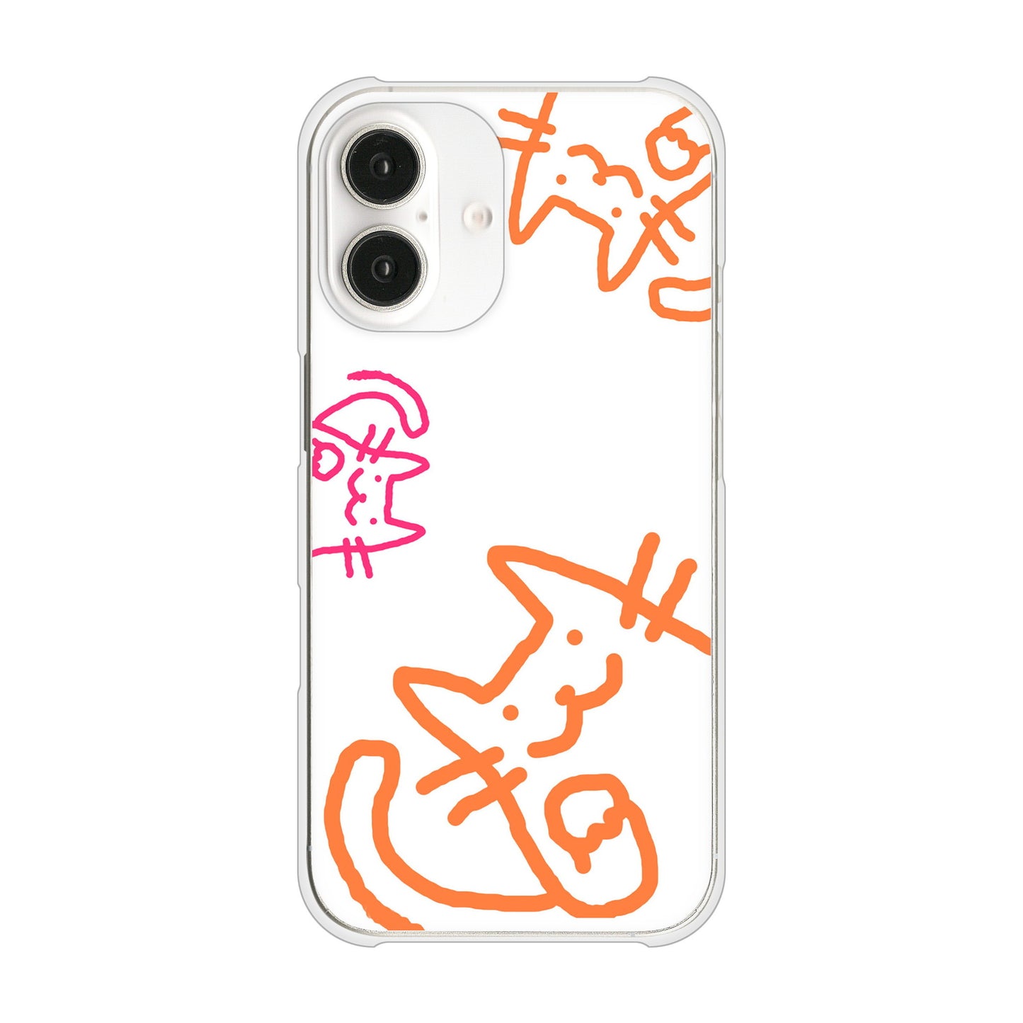 iPhone16 高画質仕上げ 背面印刷 ハードケース 【1098 手まねきする3匹のネコ】