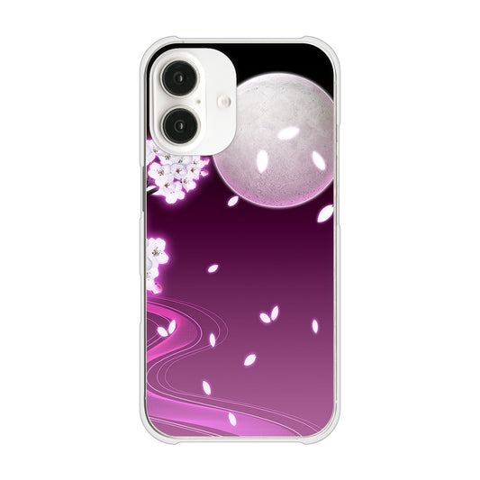 iPhone16 高画質仕上げ 背面印刷 ハードケース 【1223 紫に染まる月と桜】