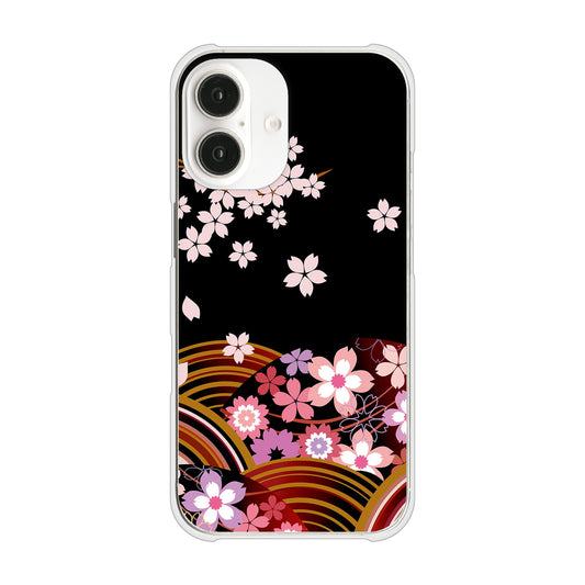 iPhone16 高画質仕上げ 背面印刷 ハードケース 【1237 和柄＆筆文字・夜桜の宴】