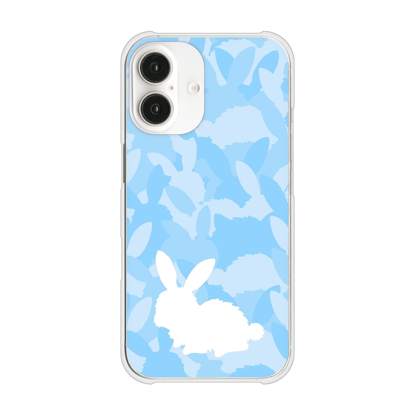 iPhone16 高画質仕上げ 背面印刷 ハードケースむかいあぐる うさぎ迷彩風
