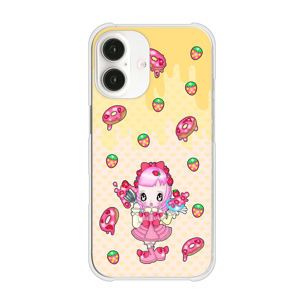 iPhone16 高画質仕上げ 背面印刷 ハードケースむかいあぐる ストロベリードーナツ