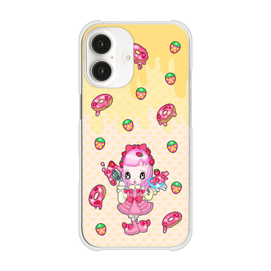 iPhone16 高画質仕上げ 背面印刷 ハードケースむかいあぐる ストロベリードーナツ