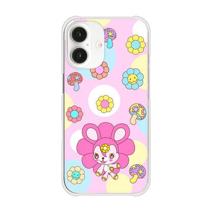 iPhone16 高画質仕上げ 背面印刷 ハードケースむかいあぐる フラワーうさぎのフラッピョン