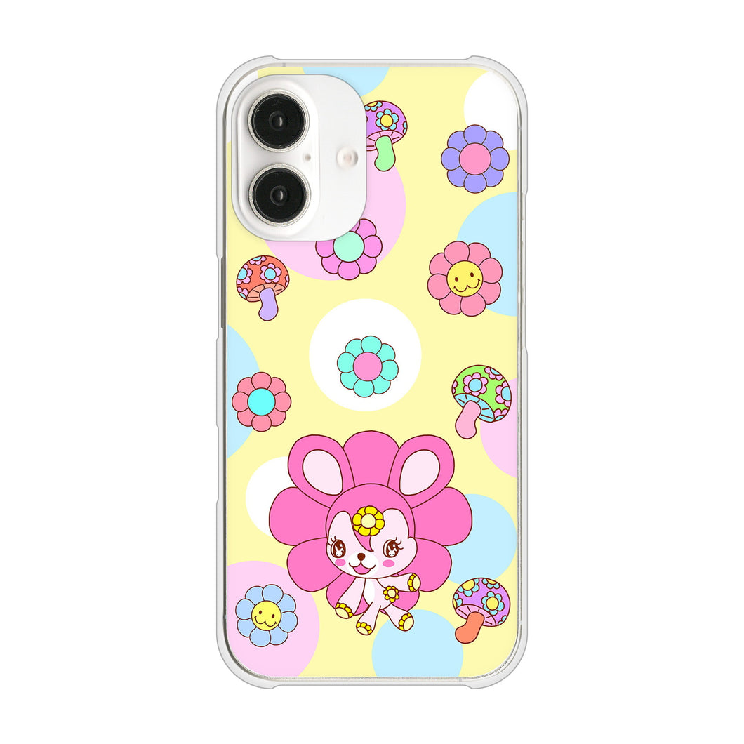 iPhone16 高画質仕上げ 背面印刷 ハードケースむかいあぐる フラワーうさぎのフラッピョン