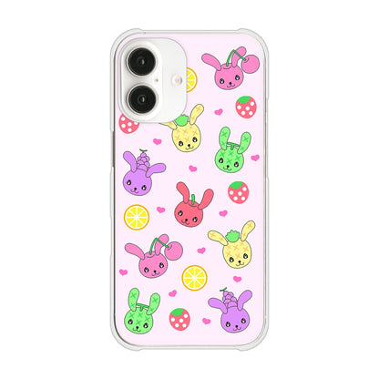 iPhone16 高画質仕上げ 背面印刷 ハードケースむかいあぐる フルーツうさぎのブルーラビッツ