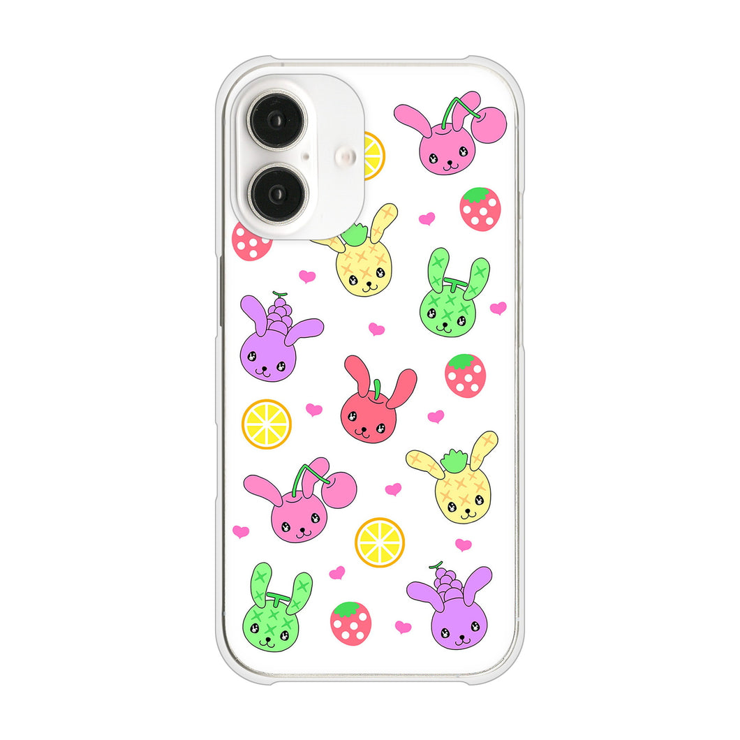 iPhone16 高画質仕上げ 背面印刷 ハードケースむかいあぐる フルーツうさぎのブルーラビッツ