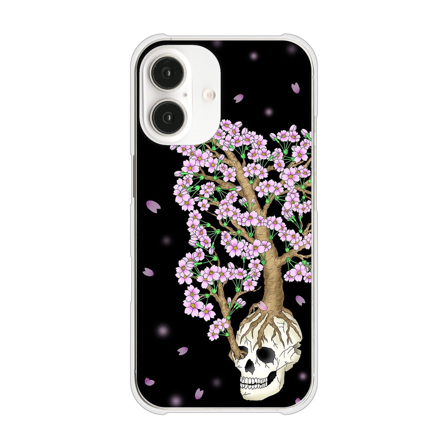 iPhone16 高画質仕上げ 背面印刷 ハードケースむかいあぐる 苺骸骨王冠蔦